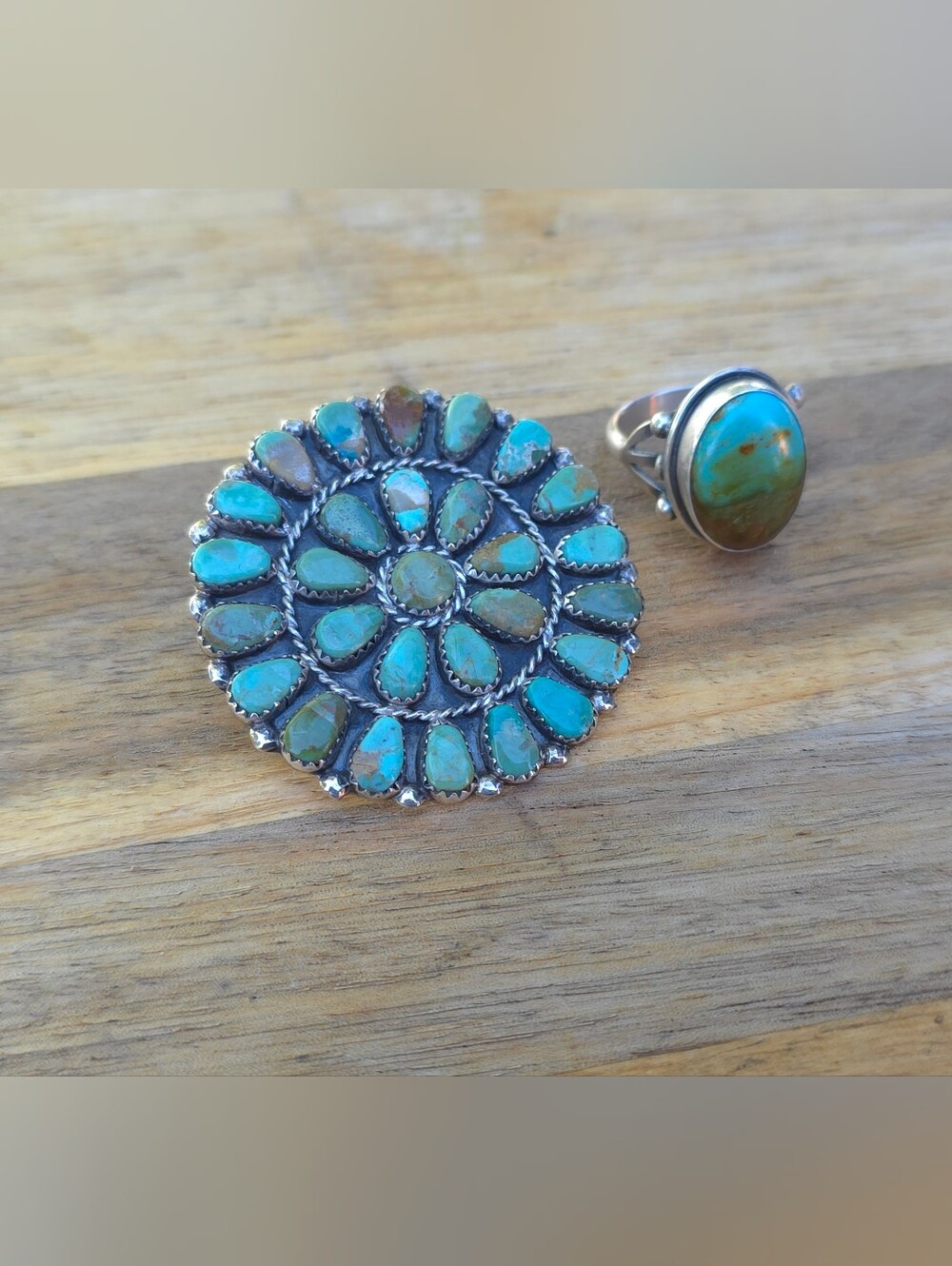 Native American Sterling & Turquoise| Pendant And Ring Bundle | Size 9 | Euc